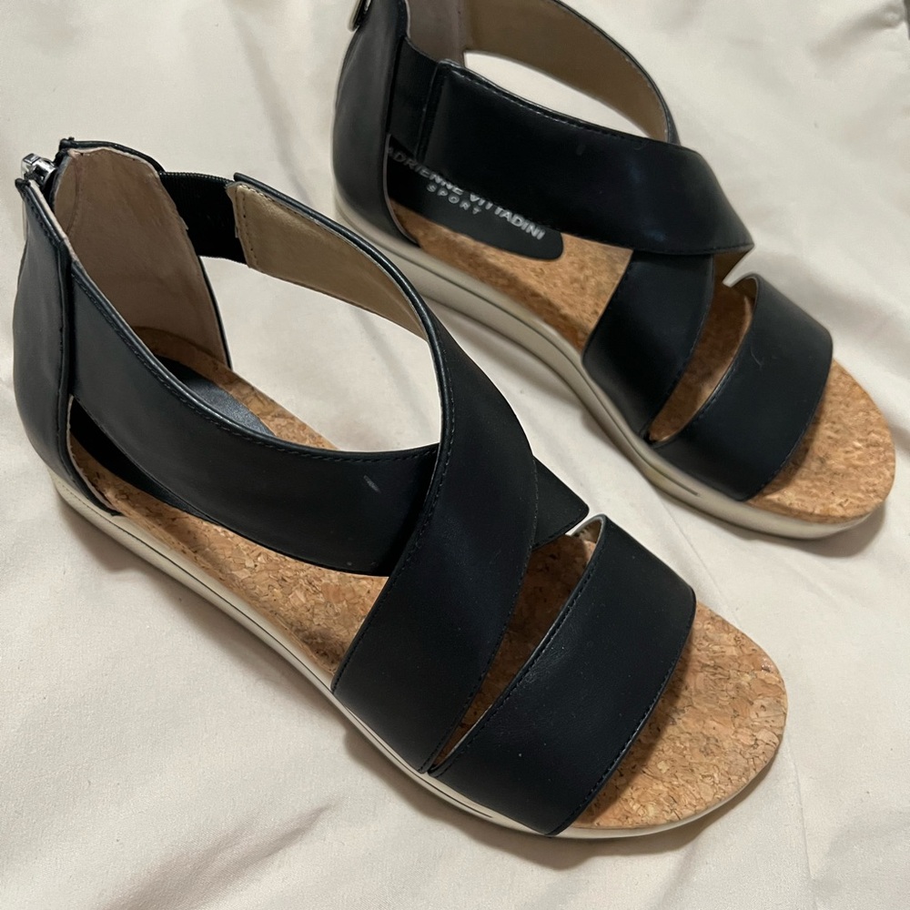 Adrienne Vittadini Black Strappy Sandals